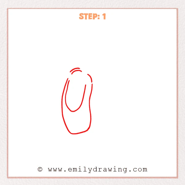 how to draw a ballet shoes - Step 1